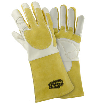 Picture of West Chester 9100 Off-White/Yellow 2XL Leather Grain, Split Cowhide, Pigskin Welding Glove (Main product image)