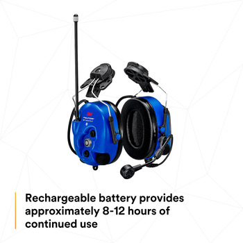 3M Peltor WS LiteCom PRO III MT73H7P3E4D10NA-50 Royal Blue Communication Headset - Li-ion Rechargeable Battery Powered - 25 dB NRR - 8-12 hr Li-Ion - 318640-06715