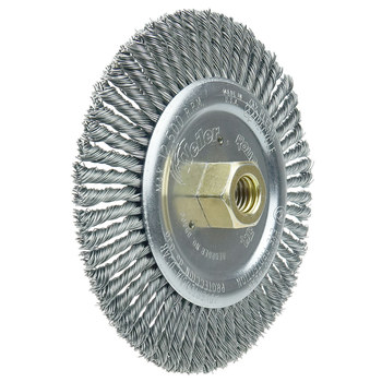 Weiler Roughneck 09400 Wheel Brush - 6 in Dia - Knotted - Stringer Bead Steel Bristle