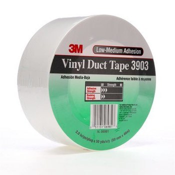 3M 3903 White Duct Tape - 2 in Width x 50 yd Length - 6.5 mil Thick - 06981