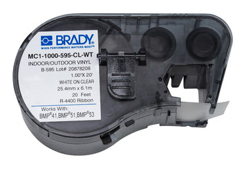 Picture of Brady Clear / White Thermal Transfer MC1-1000-595-CL-WT Continuous Thermal Transfer Printer Label Cartridge (Main product image)