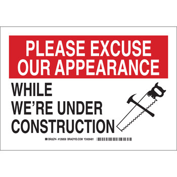 Picture of Brady B-302 Polyester Rectangle White English Construction Notice Sign part number 126860 (Main product image)