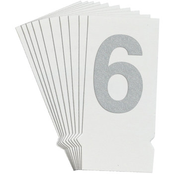 Picture of Brady Quik-Lite White Reflective Outdoor 9720-6 Number Label (Main product image)
