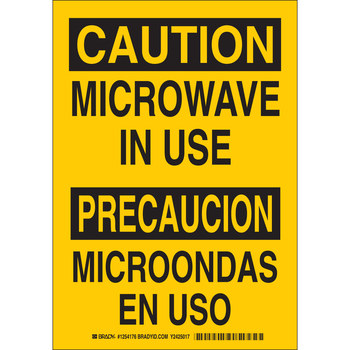Picture of Brady B-555 Aluminum Rectangle Yellow English / Spanish Radiation Hazard Sign part number 125418 (Main product image)