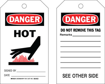 Picture of Brady Black / Red on White Laminated, Metal Grommet, Write-On Polyester / Paper 86483 Equipment Safety Tag (Main product image)