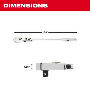 Milwaukee 48-22-9052 Flex Head Ratchet - Chrome Vanadium Steel - 18.1 in