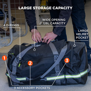 Ergodyne Arsenal 5008 Black Polyester Protective Duffel Bag - 16 in Width - 31 in Length - 15 1/2 in Height - 720476-13009