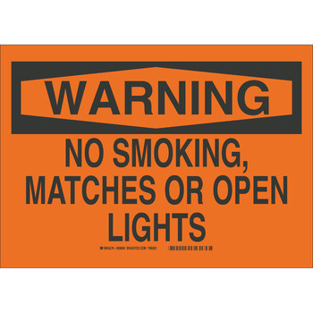 Picture of Brady B-555 Aluminum Rectangle Orange English No Smoking Sign part number 42682 (Main product image)