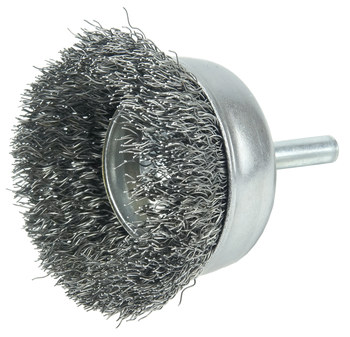 Weiler Steel Cup Brush - Unthreaded Stem Attachment - 2 in Diameter - 0.012 in Bristle Diameter - 14306