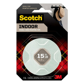 3M Scotch 110DC Indoor Double Sided Foam Tape 01053, 1/2 in x 75