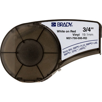 Picture of Brady White on Red Vinyl Thermal Transfer M21-750-595-RD Continuous Thermal Transfer Printer Label Cartridge (Main product image)