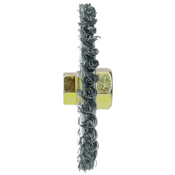 Weiler Dually 79801 Wheel Brush - 4.5 in Dia - Knotted - Stringer Bead Steel Bristle