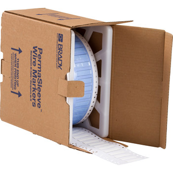 Picture of Brady White Polyolefin Thermal Transfer PS-250-150-WT-2 Die-Cut Thermal Transfer Printer Sleeve (Main product image)