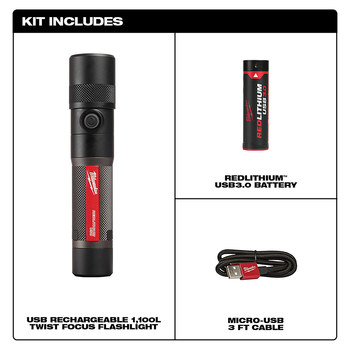 twist focus flashlight milwaukee rechargeable torch