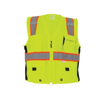 Global Glove FrogWear HV High-Visibility Surveyor's Vest GLO-079 - Size X-Small - High-Visibility Yellow/Green & Orange - GLO-079 XS