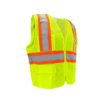 Global Glove FrogWear HV High-Visibility Surveyor's Vest GLO-0035 - Size 6XL - High-Visibility Yellow/Green & Orange - GLO-0035 6XL