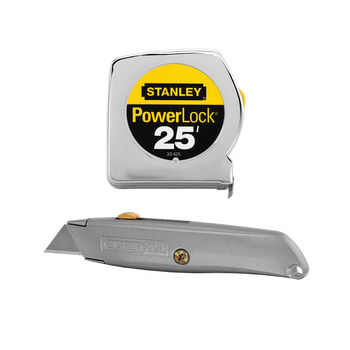 Stanley PowerLock 25 ft Tape Measure & Utility Knife Set 90-082 - 1 in Width