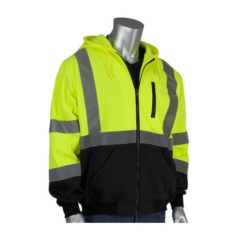 Picture of PIP 323-1370B Hi-Vis Lime Yellow/Black 5XL Polyester Fleece Cold Condition Sweatshirt (Main product image)