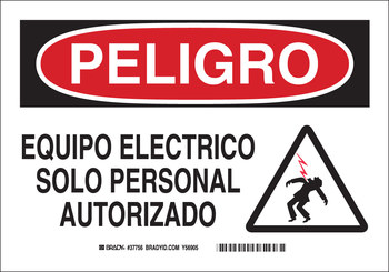 Picture of Brady B-302 Polyester Rectangle White English / Spanish Electrical Safety Sign part number 37756 (Main product image)