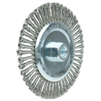 Weiler Vortec Pro 36225 Wheel Brush - 6 in Dia - Knotted - Stringer Bead Steel Bristle