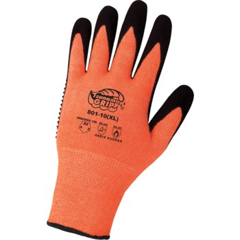 Global Glove Tsunami Grip 801 HV Orange XL Work Gloves - Nitrile Palm & Fingers Coating - 801-10(XL)