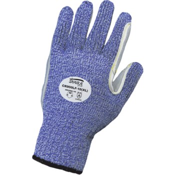 Global Glove Samurai CR900LF Blue/White XL Grain Cowhide Cut-Resistant Gloves - ANSI A5 Cut Resistance - CR900LF/XL