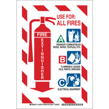 Picture of Brady B-401 High Impact Polystyrene Rectangle White English Fire Equipment Sign part number 123762 (Main product image)