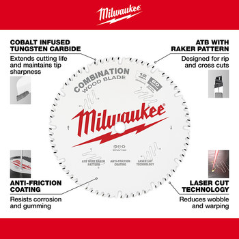 Milwaukee Circular Saw Blade 48-40-1222 - 12 in Diameter - Cobalt Infused Tungsten Carbide