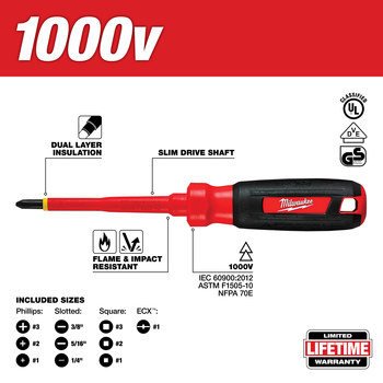 Milwaukee 48-22-2210 Insulated Screwdriver Set - Steel - 10 in - 29374
