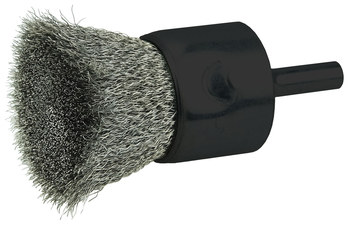 Weiler Stainless Steel Cup Brush - Unthreaded Stem Attachment - 1 in Diameter - 0.010 in Bristle Diameter - 10022