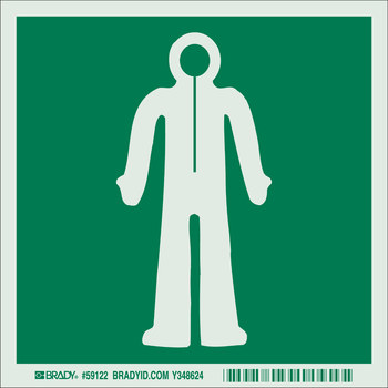 Picture of Brady Bradyglo B-324 Polyester Square Green IMO Evacuation Sign part number 59122 (Main product image)