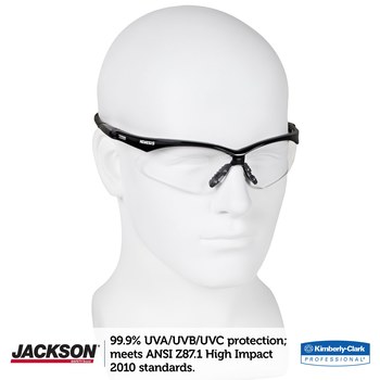 for sale online 25679 KleenGuard V30 Nemesis Clear Anti-Fog Lens Black Frame Safety Glasses 