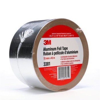 1.88" x 50 Yd 2.7 Mil Silver 3M 3381 Aluminum Foil Tape 