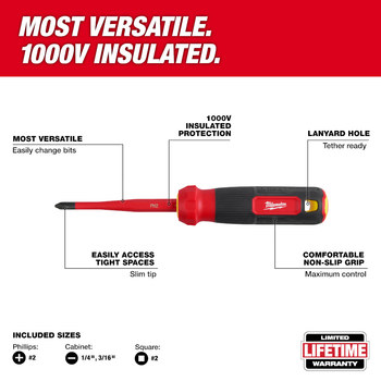 Milwaukee 48-22-2216 4-in-1 Slim Tip Multi-Bit Screwdriver - 12.68 in - 84808