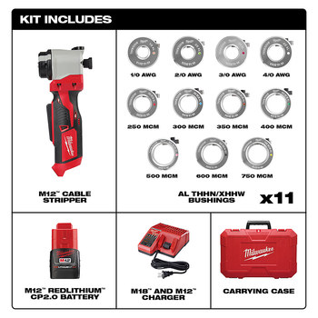 Milwaukee M12 REDLITHIUM Battery Cable Stripper Kit - 2435AL-21