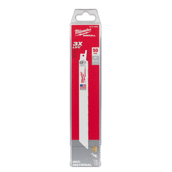 Milwaukee SAWZALL Reciprocating Saw Blade 48-01-6093 - 8/12 TPI - 0.75 in Width x 0.05 in Thick - Bi-Metal