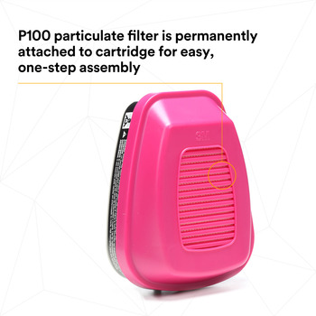 3M 60921 P100 Reusable Respirator Combination Cartridge/Filter - Bayonet Connection - 4.2 in Width - 3.4 in Height