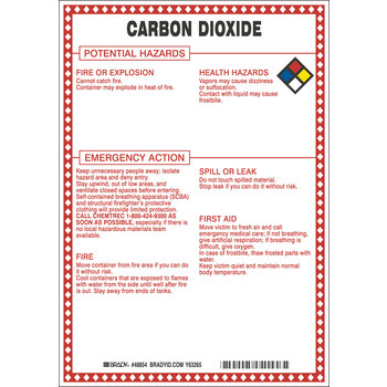 Picture of Brady B-120 Fiberglass Reinforced Polyester Rectangle White English Chemical Warning Sign part number 48854 (Main product image)