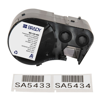 Picture of Brady FreezerBondz Black on White Polyester Thermal Transfer M5-125-492 Ultra-Thin Cryogenic Labels (Main product image)