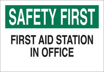 Picture of Brady B-555 Aluminum Rectangle White English First Aid Sign part number 41213 (Main product image)