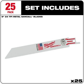 Milwaukee SAWZALL Reciprocating Saw Blade 48-00-8186 - 24 TPI - 0.75 in Width x 0.035 in Thick - Bi-Metal