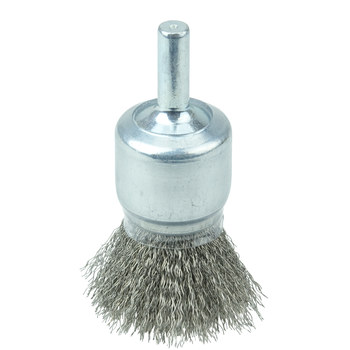 Weiler Stainless Steel Cup Brush - Shank Attachment - 3/4 in Diameter - 0.006 in Bristle Diameter - Cup Material: Coated - 11013