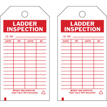 Brady 86665 Ladder Tag, 3 In X 5 3/4 In, Cardstock, Red On White, B-853 ...