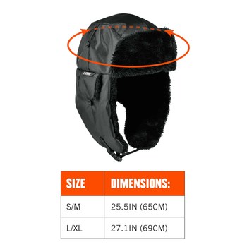 Ergodyne N-Ferno 6802ZI Black Large/XL Nylon Trapper Hat - 2-Point Strap Type - 720476-16899
