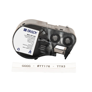 Picture of Brady PermaSleeve Black on White Polyolefin Thermal Transfer M4C-187-342 Heat-Shrink Label (Main product image)