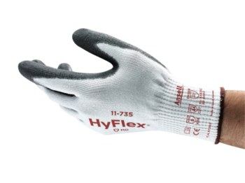 Ansell Hy-Flex INTERCEPT™ 11-735 White/Black 9 Cut-Resistant Gloves - ANSI A4 Cut Resistance - Polyurethane Palm Coating - 11735090