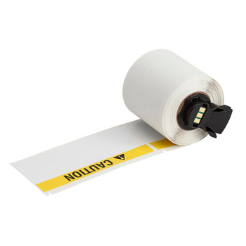 Picture of Brady Black, Yellow on White Vinyl Thermal Transfer M6-38-595-CAUTION All-Weather Printer Labels (Main product image)