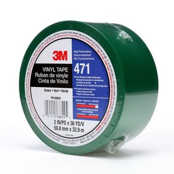 3M 471 Green Marking Tape - 2 in Width x 36 yd Length - 5.2 mil Thick - 68822