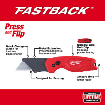 Milwaukee FASTBACK 48-22-1503 Utility Knife - Steel - 6.15 in, 6.87 in - 53442