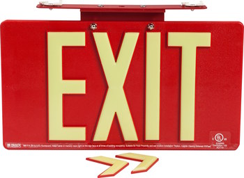 Picture of Brady Bradyglo B-401 Plastic Rectangle Red English Exit Sign part number 145483 (Main product image)